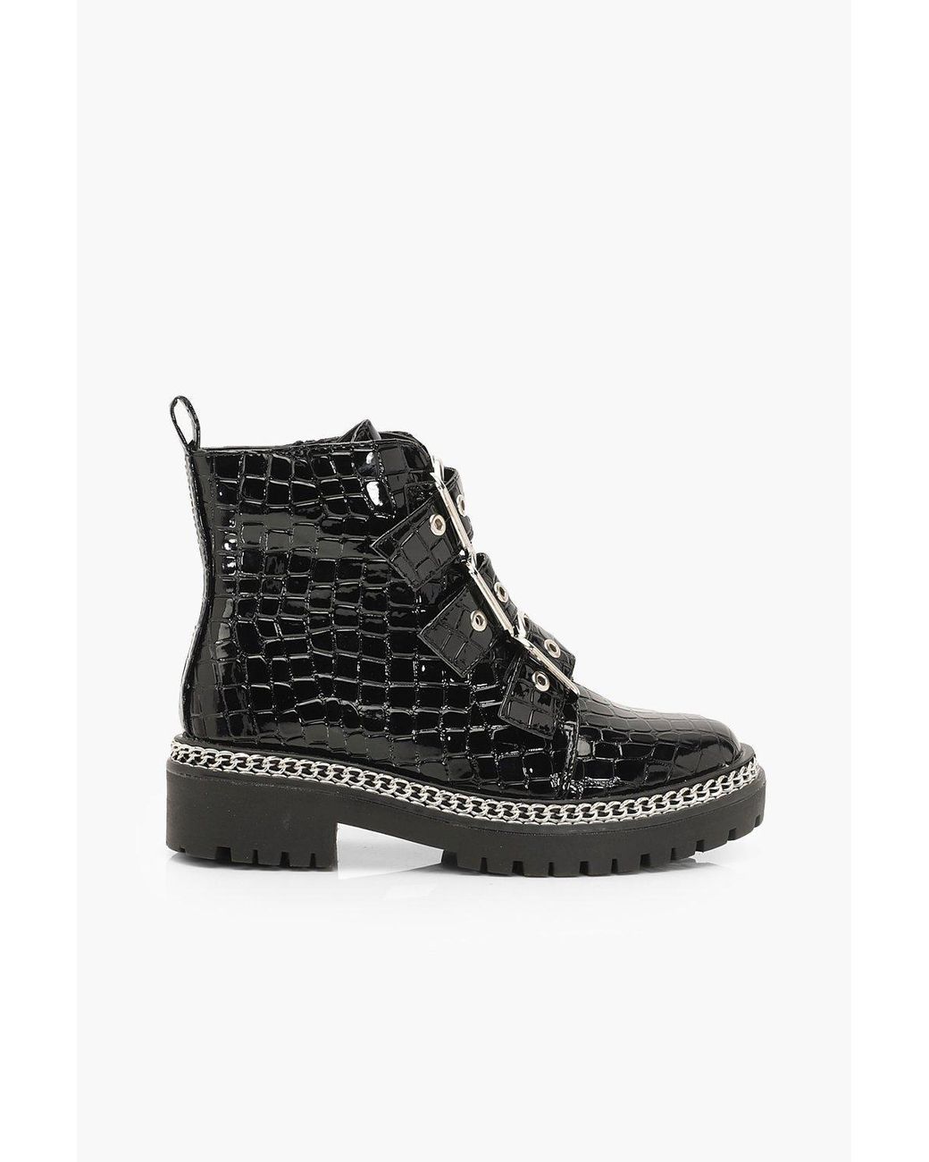 black croc biker boots