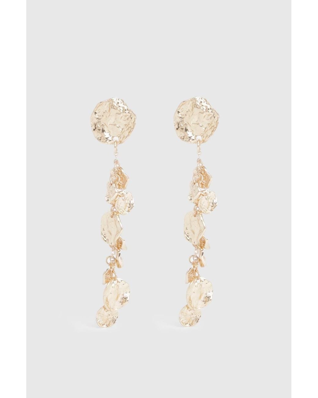 Boohoo Brown Hammered Disc Statement Earrings