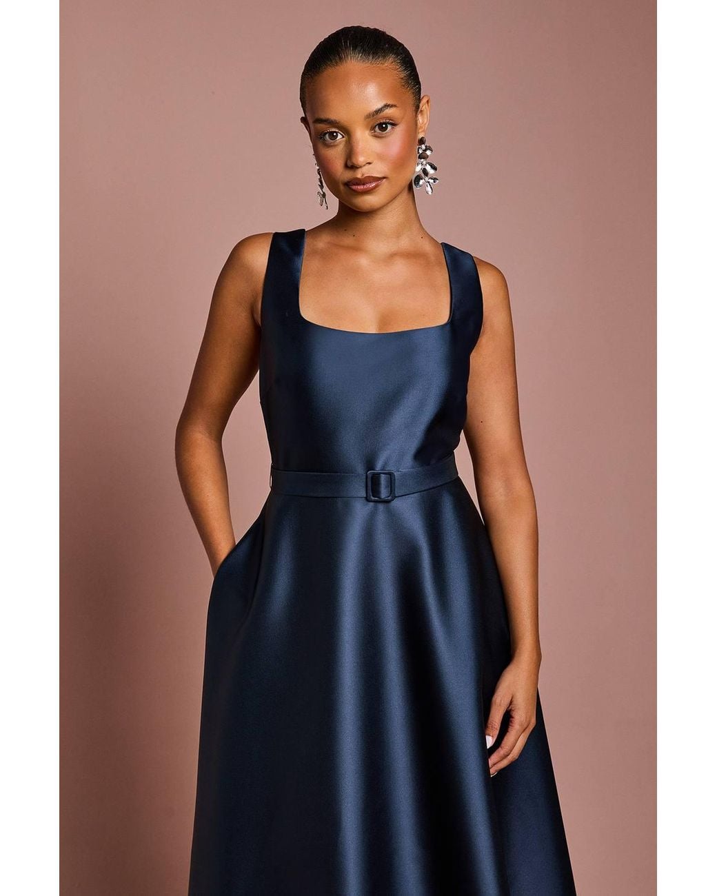 blue twill dress Coast Petite Belted Midi in tunic dress Size:xs Milumia Women's Floral Long Easy fit