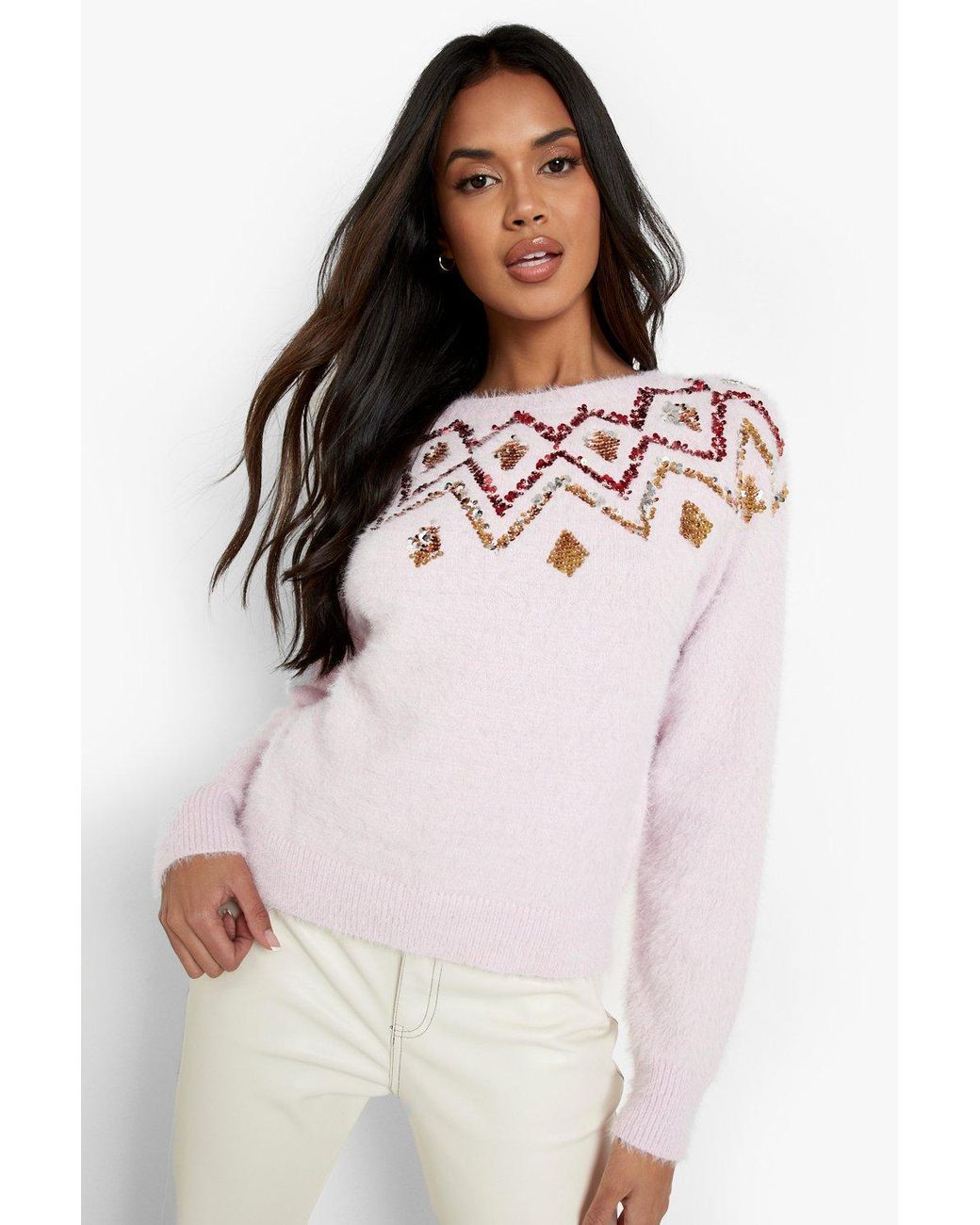 pink fairisle christmas jumper