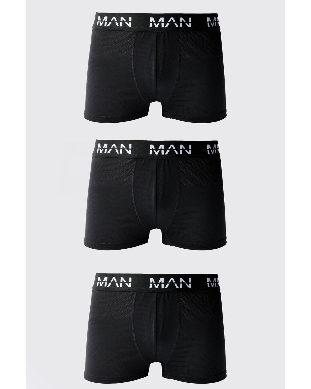 BoohooMAN Black Man Active Performance 3 Pack Boxer for men