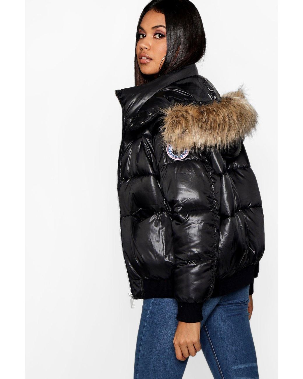 boohoo fur hood coat