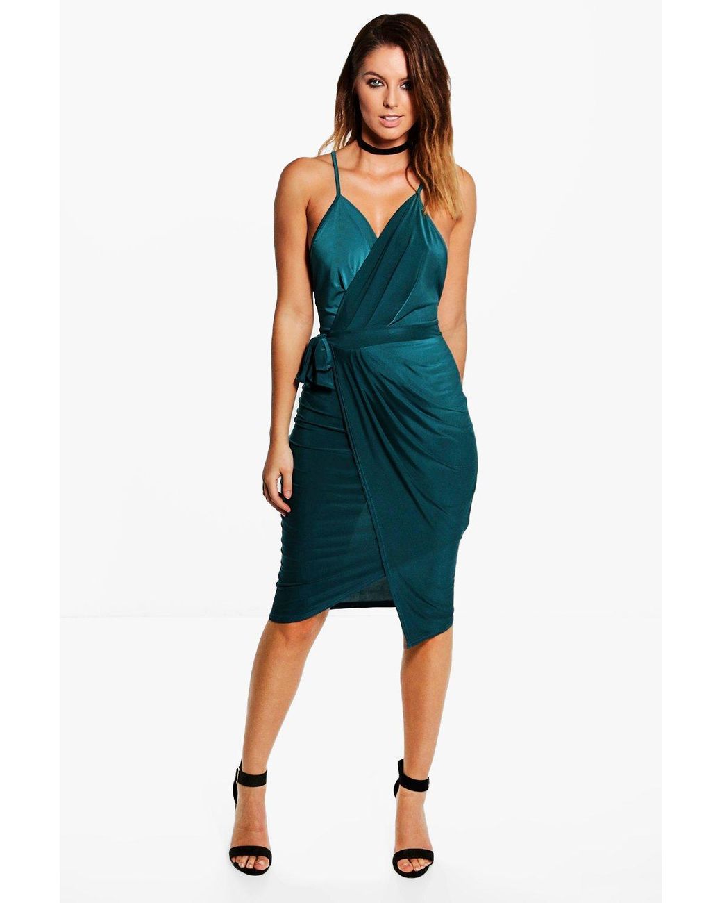 boohoo green shirt dress