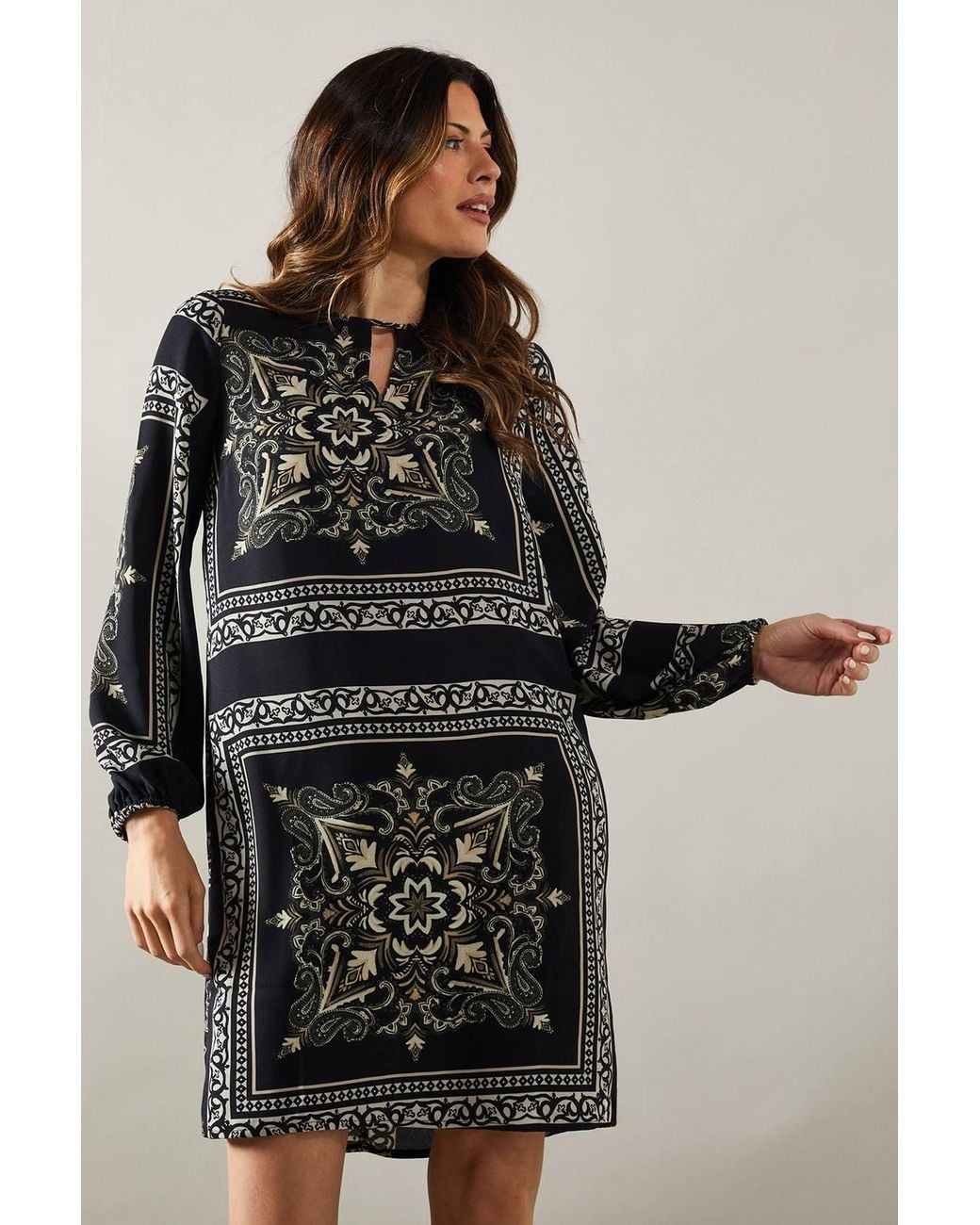 Wallis Black Patchwork Keyhole Detail Shift Dress