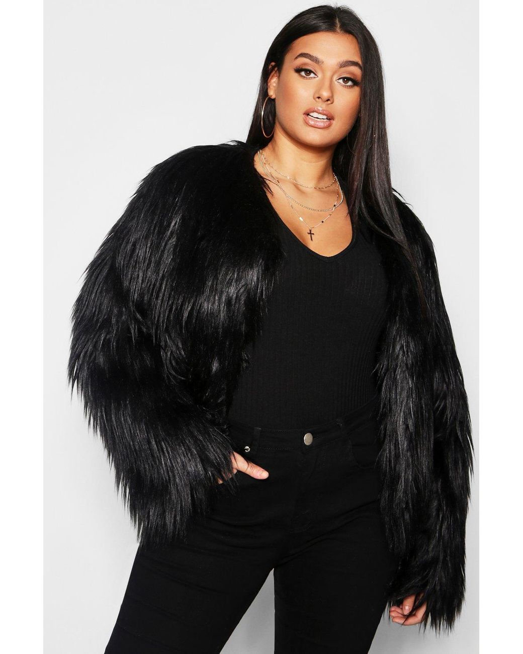 plus size faux fur jacket