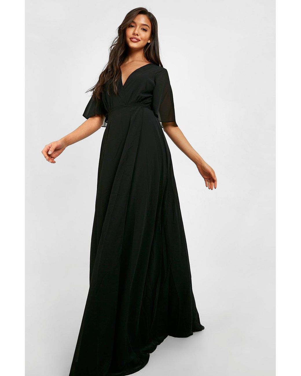 Boohoo Chiffon Angel Sleeve Wrap Maxi 