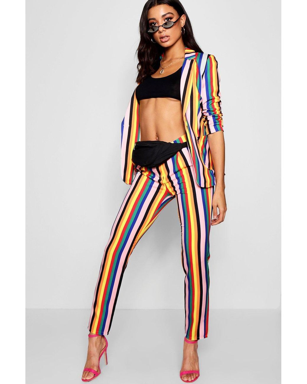 Boohoo Womens Rainbow Blazer Jacket 