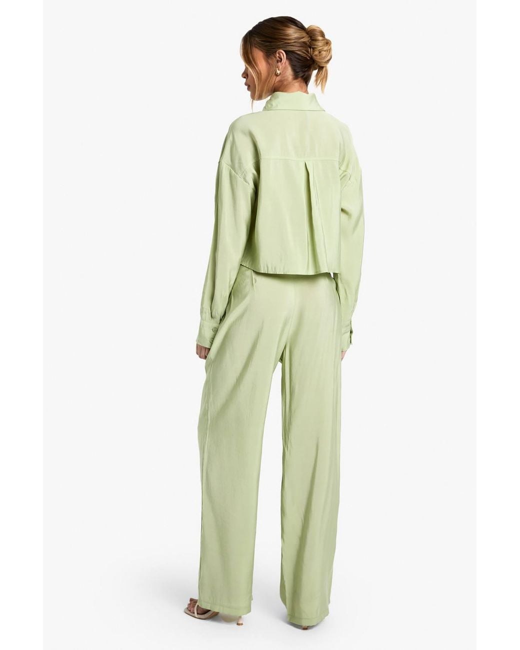 Boohoo Green Fluid Tailored Pants