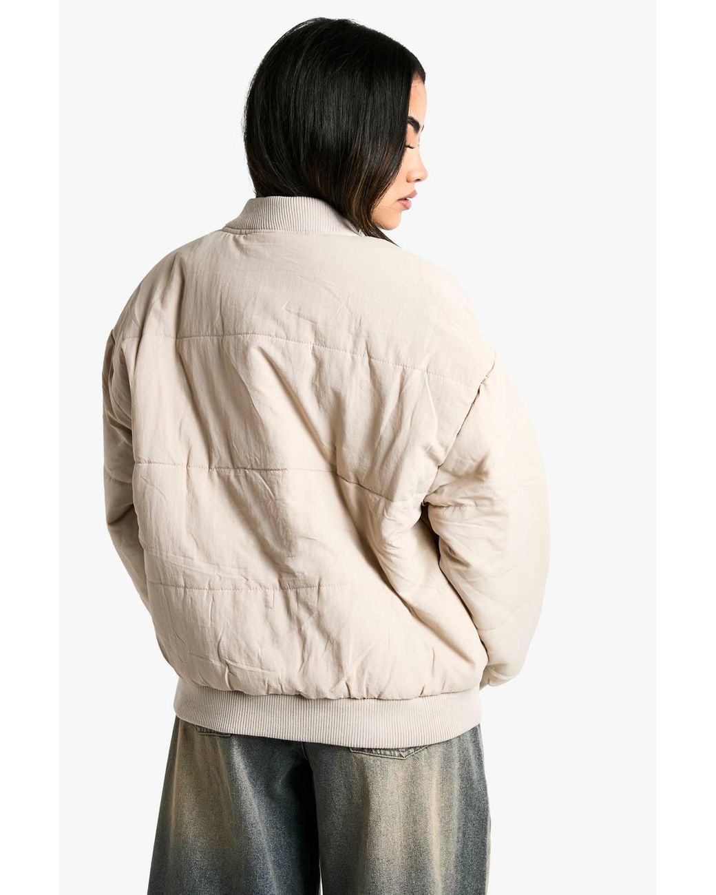 Boohoo Natural Crinkle Bomber Jacket