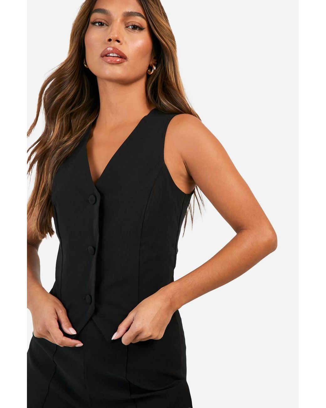 Boohoo Black Super Stretch Button Waistcoat