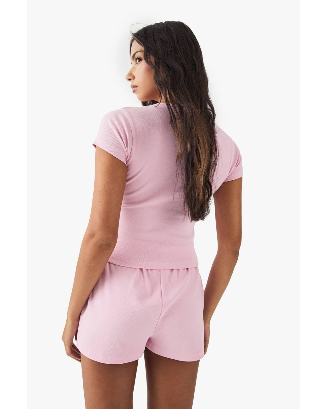 DSGN Studio Pink Script Embroidered Rib Boxer Short