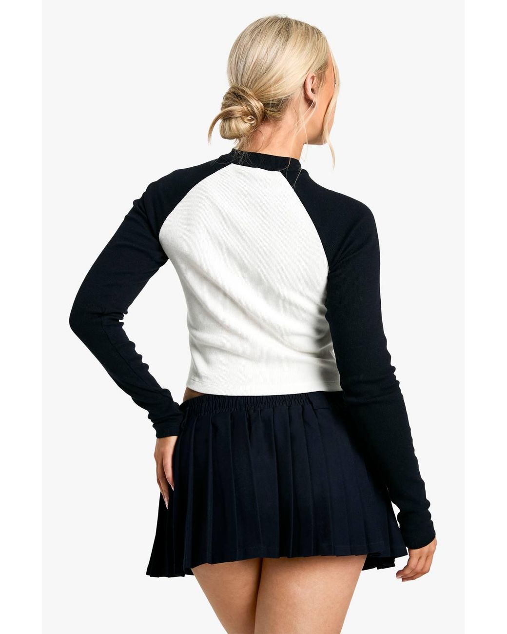 Boohoo Black Raglan Zip Through Top