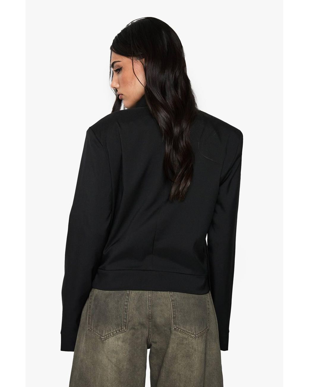 Boohoo Black Zip Front Tailored Bomber Jacket