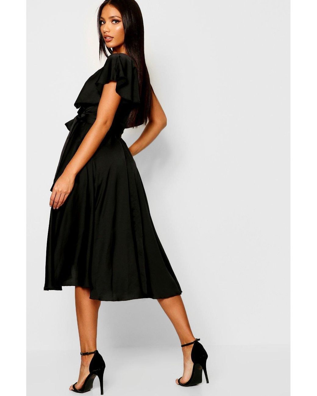 ruffle wrap skater dress