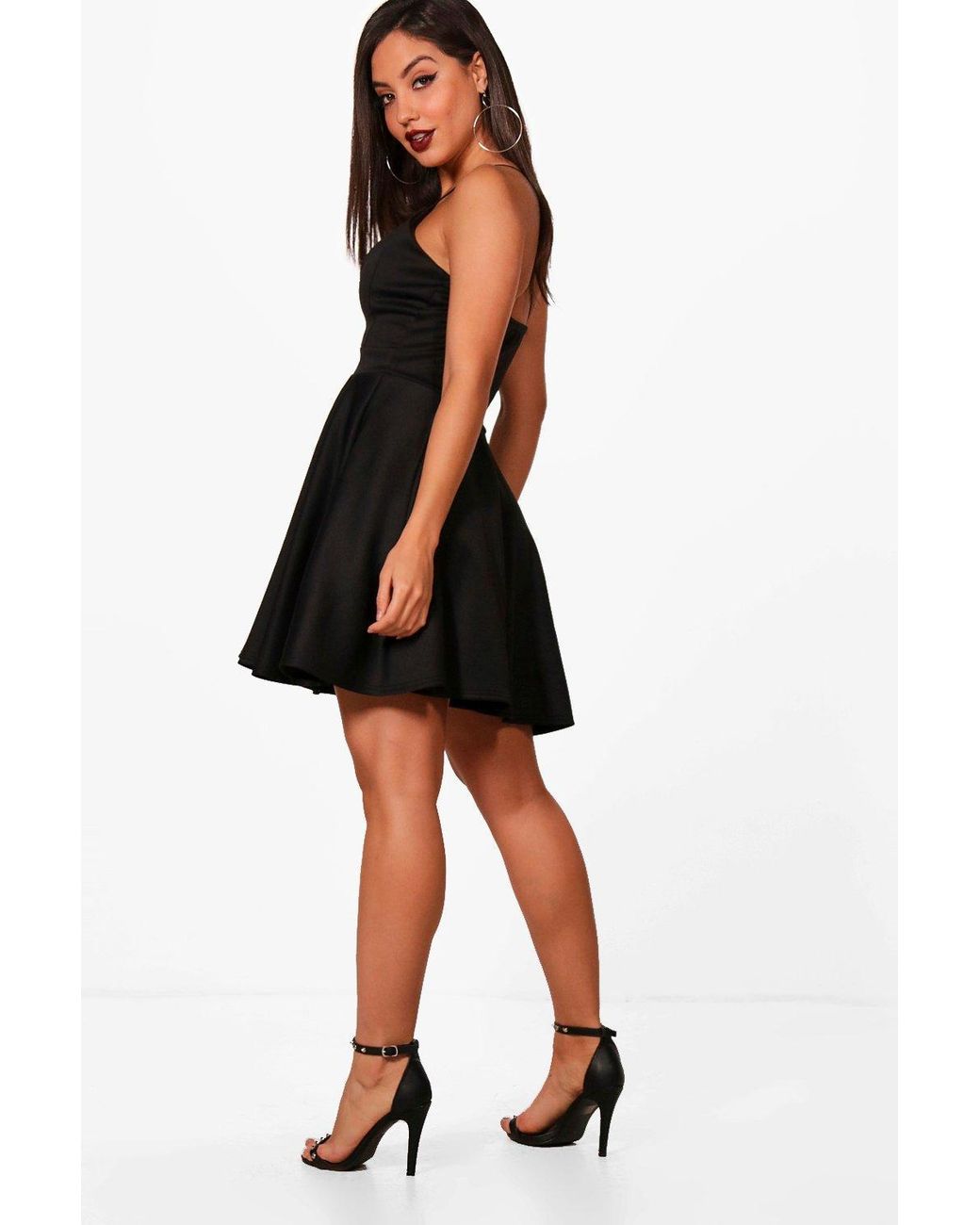 plunge neck skater dress