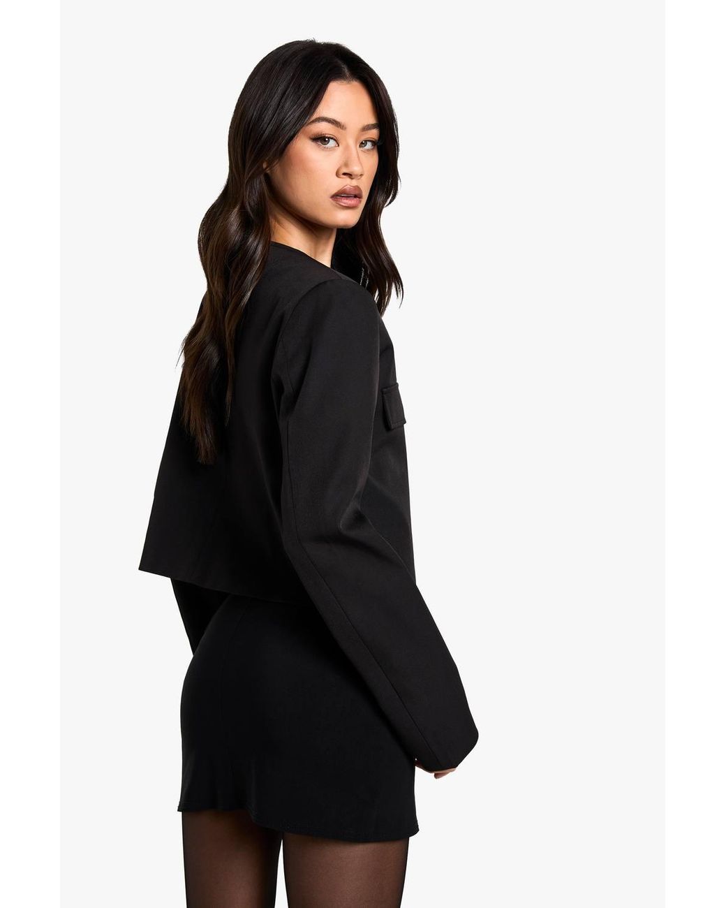 Boxy Jacket Boohoo Tall Boxy Fit Tailored Jacket in Black | Lyst