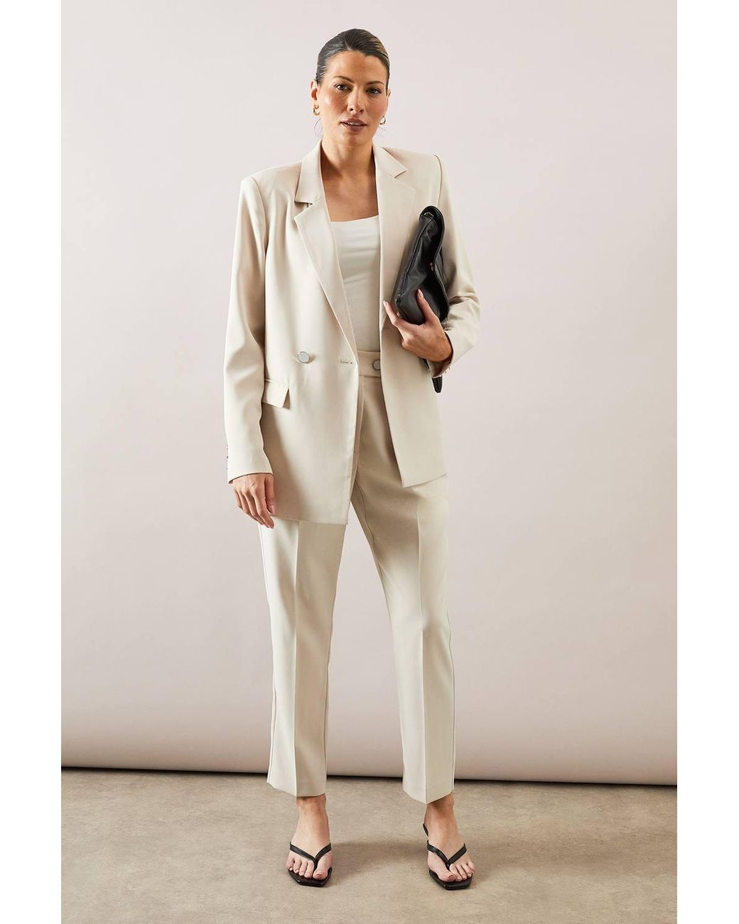 Wallis Natural Double Breasted Button Detail Blazer