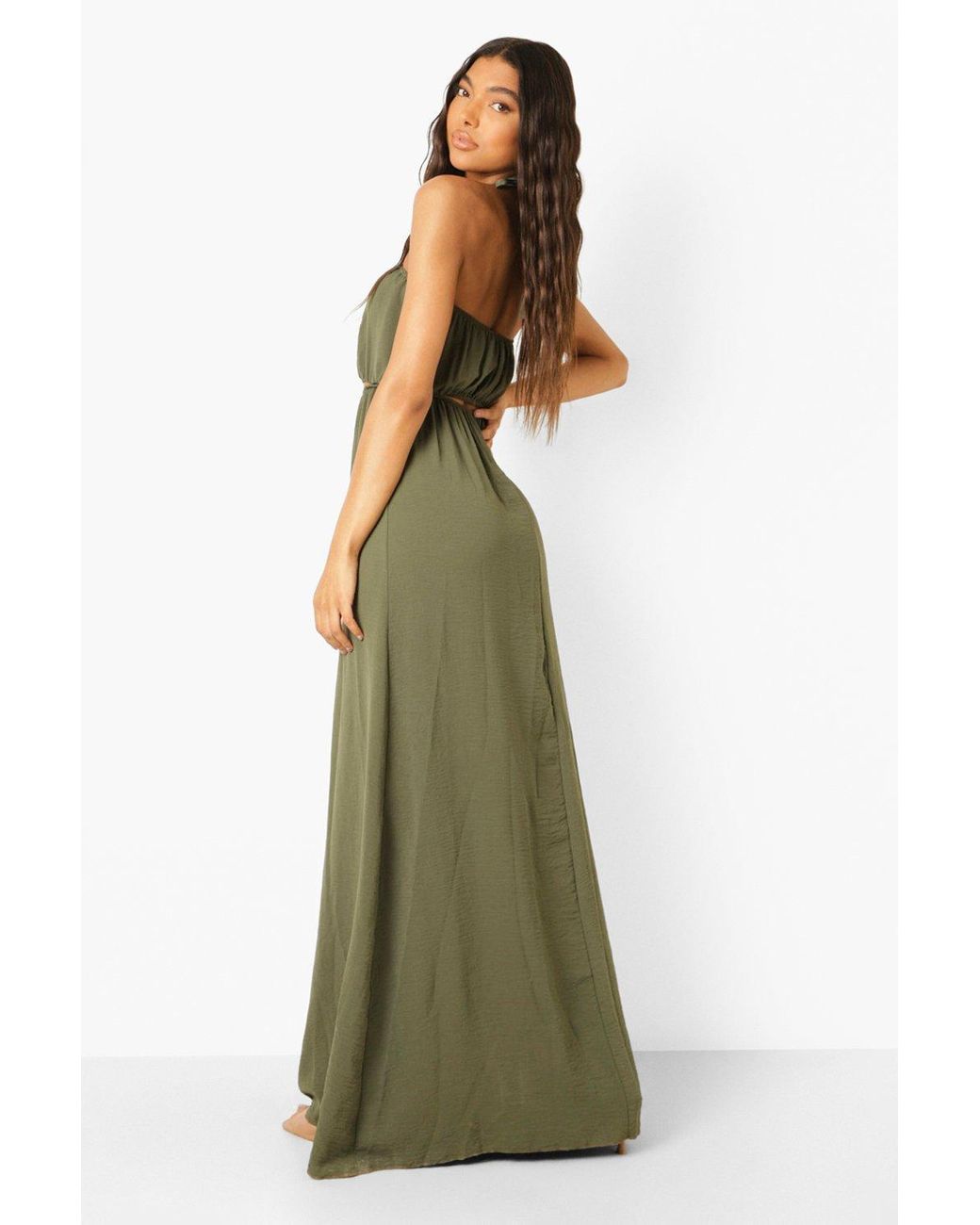 Boohoo Tall Cut Out O Ring Halter Neck Maxi Dress In Green Lyst Boohoo Tall Cut Out O Ring Halter Neck Maxi Dress In Green Lyst