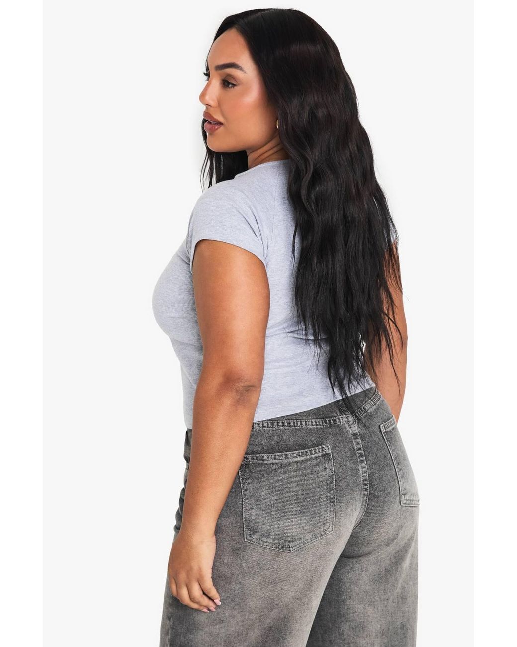 Boohoo White Plus Rib Button Through Cap Sleeve Top