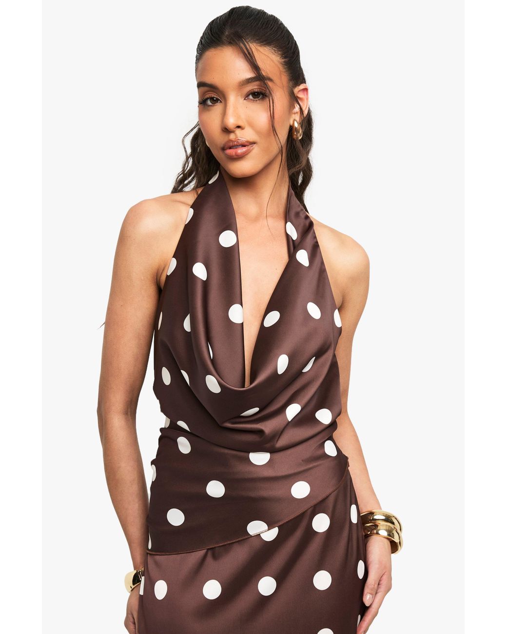 Neck Wrap Polka Dot Cowl Neck Dress Cowl Back Mini Polka Dot Maxi