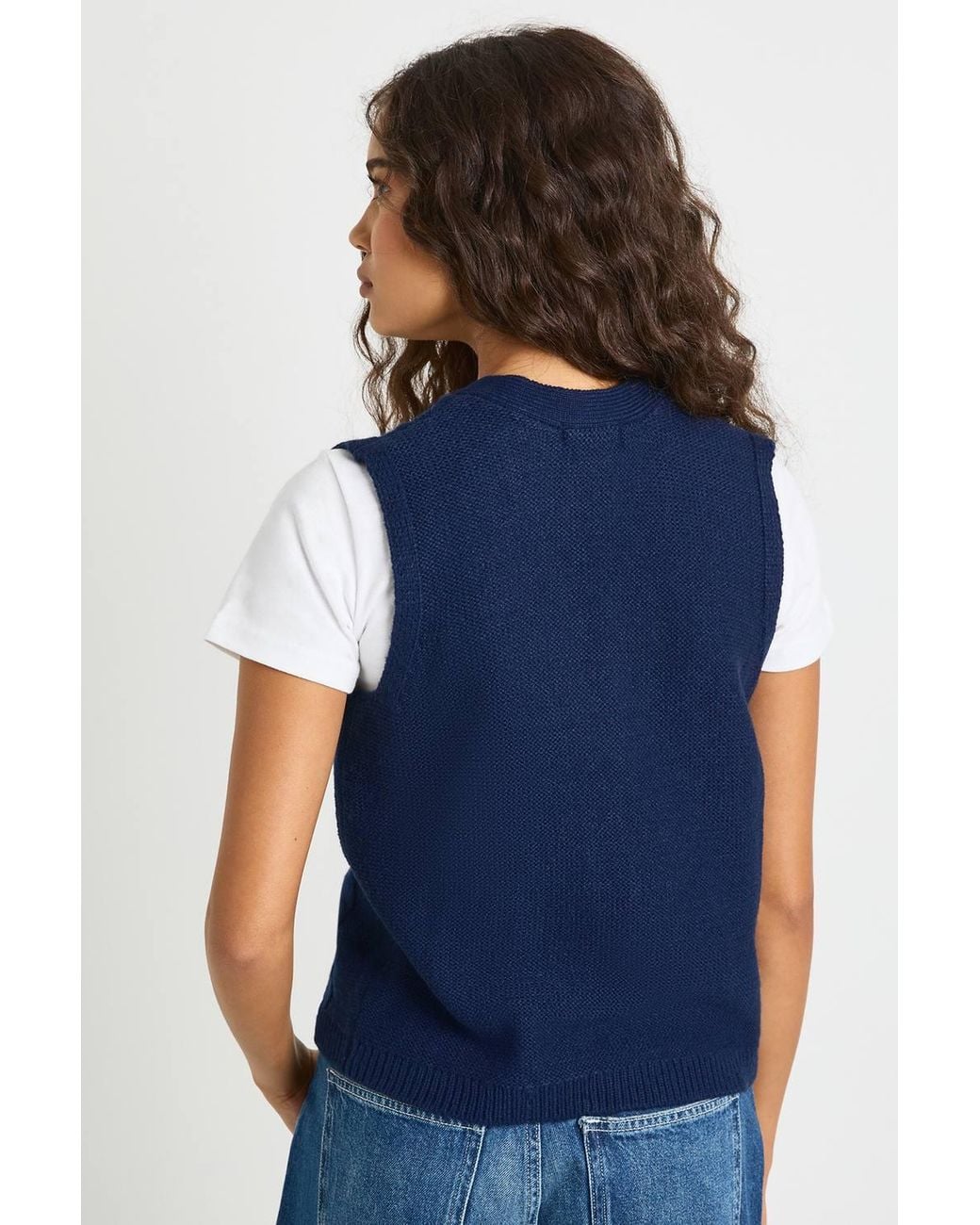 Boohoo Blue Toggle Button Cable Knit Waistcoat