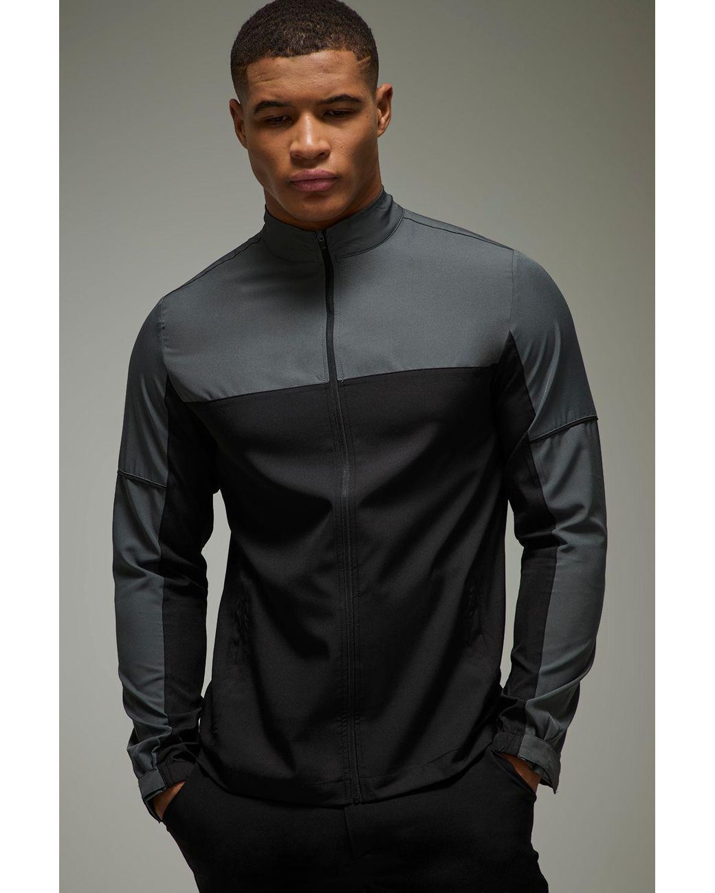 BoohooMAN Gray Active Regular Fit Golf Windbreaker for men