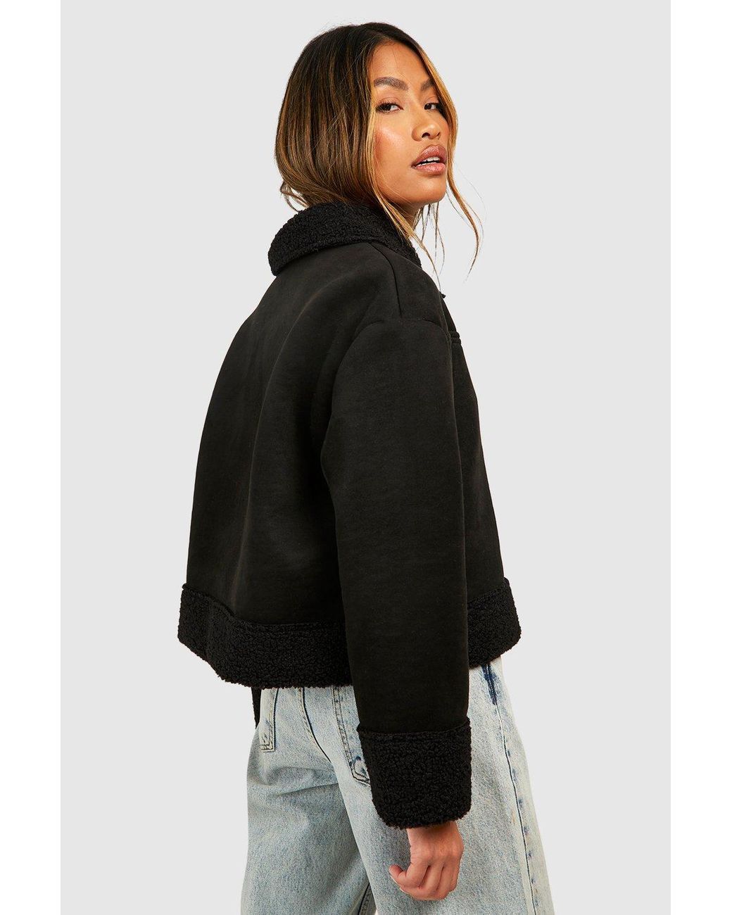 Black aviator jacket boohoo clearance