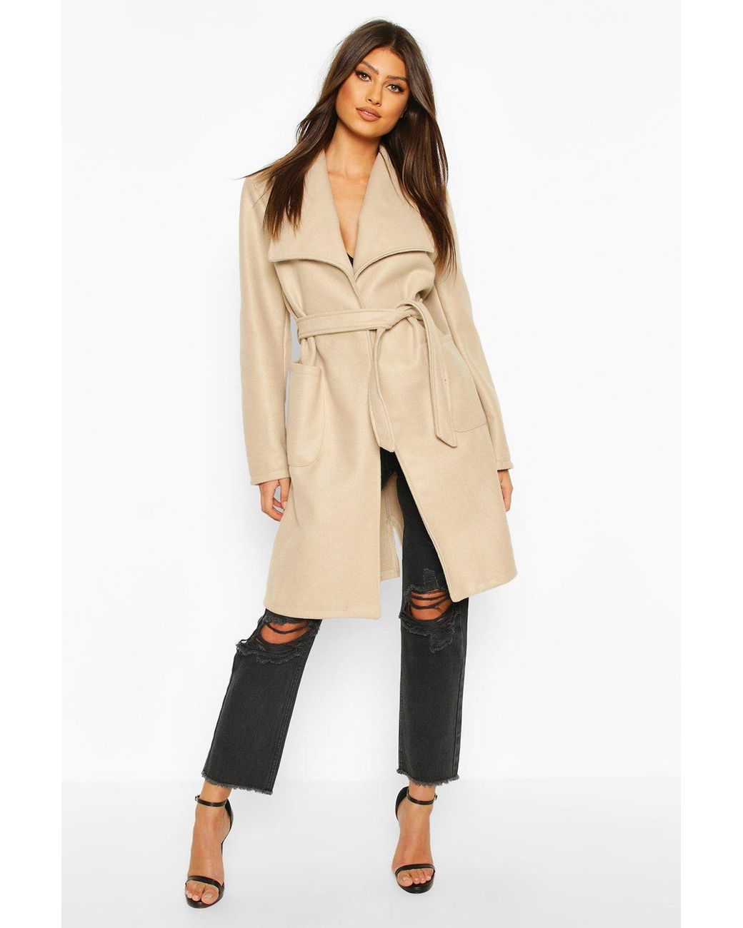 boohoo beige coat