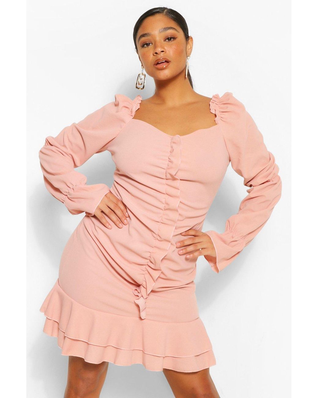 Boohoo Womens Plus Size Verity Short Sleeve Knee Length Wrap Front Skater Dress | eBay