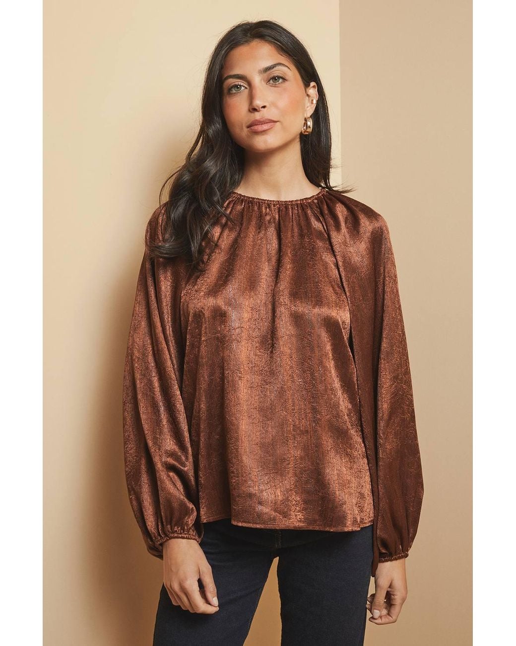 Wallis Natural Shimmer Satin Blouse
