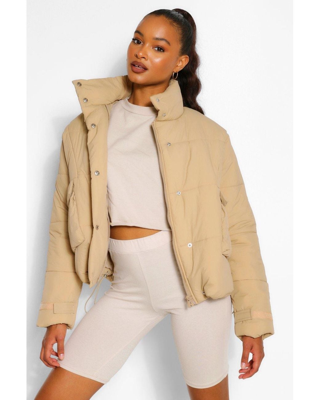 long beige puffer