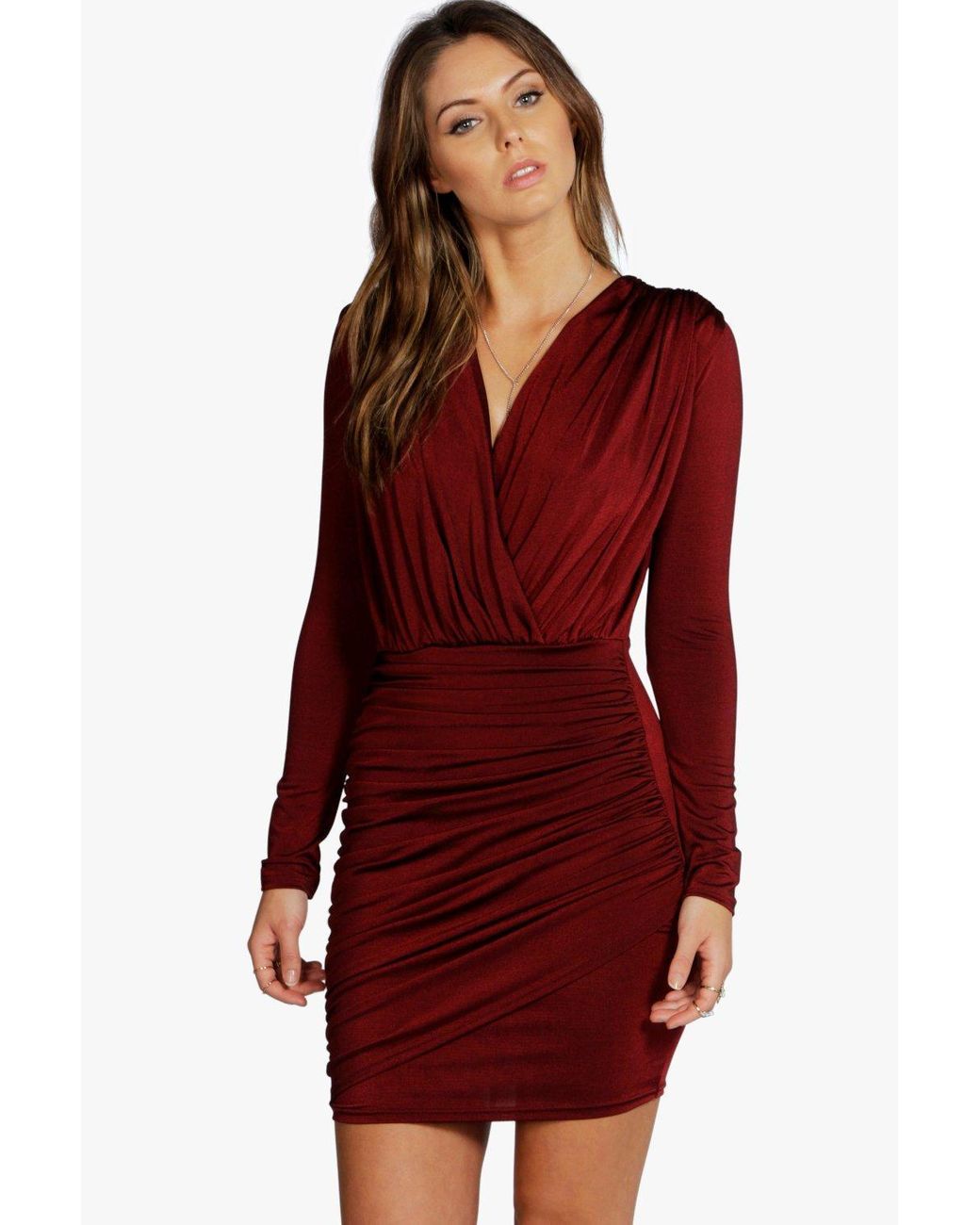 wrap bodycon dress long sleeve