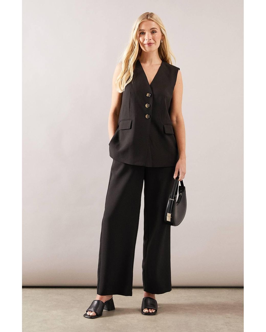 Wallis Black Petite Three Button Waistcoat