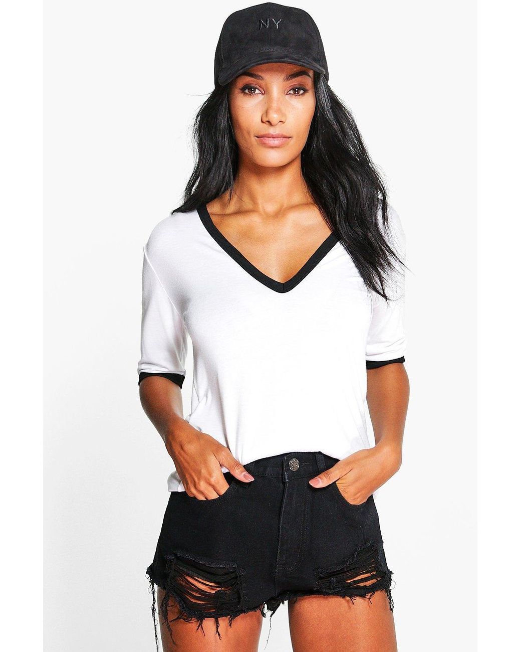 black denim hotpant shorts