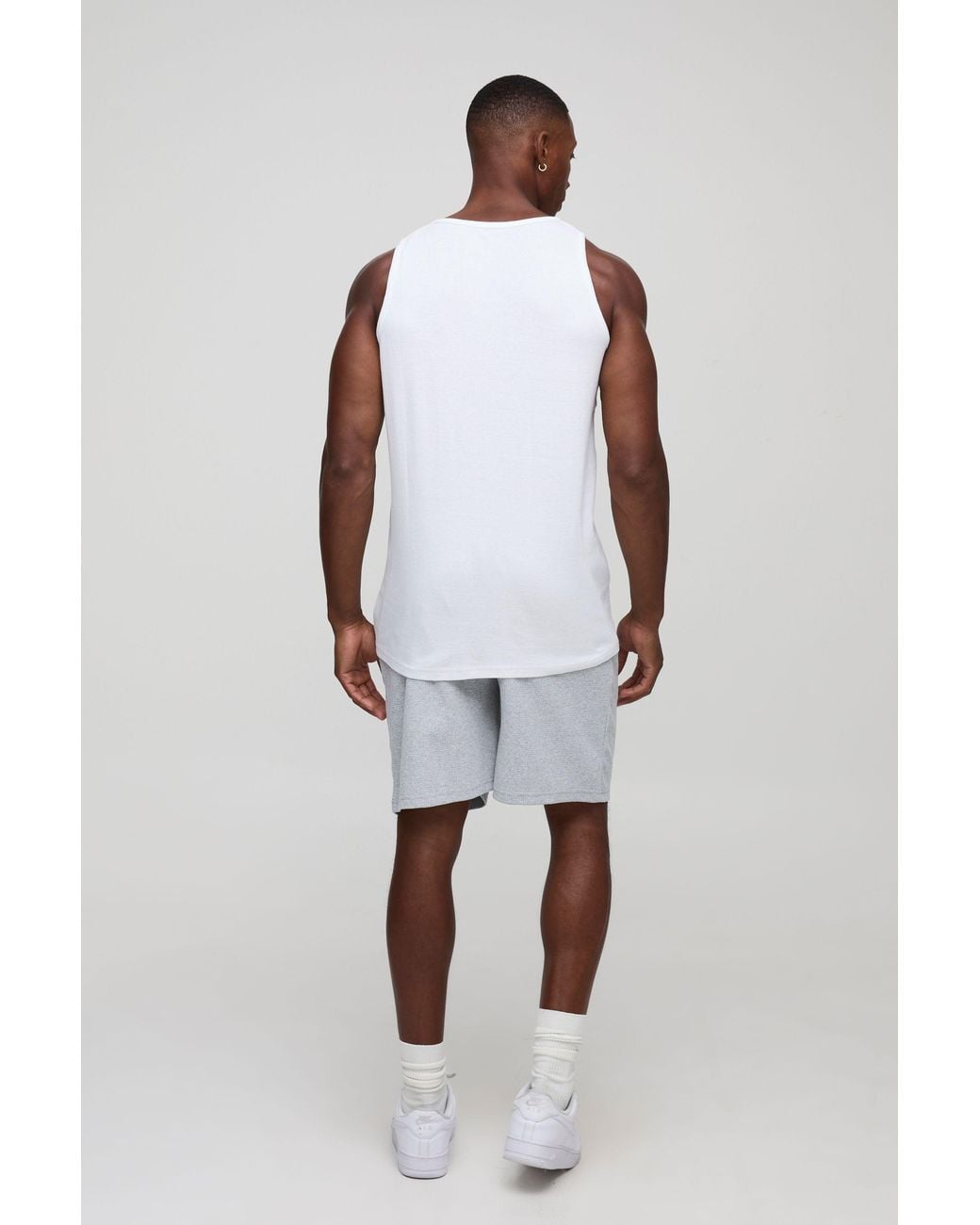 BoohooMAN White Regular Fit Basic Ribbed Vest for men