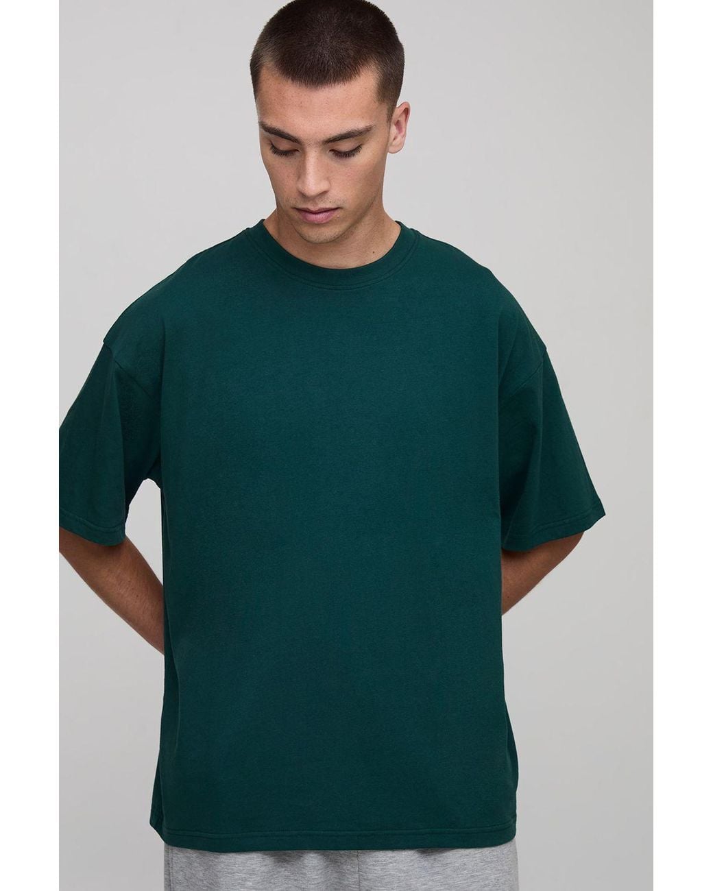 BoohooMAN Green Basic Oversized Crew Neck T-Shirt for men