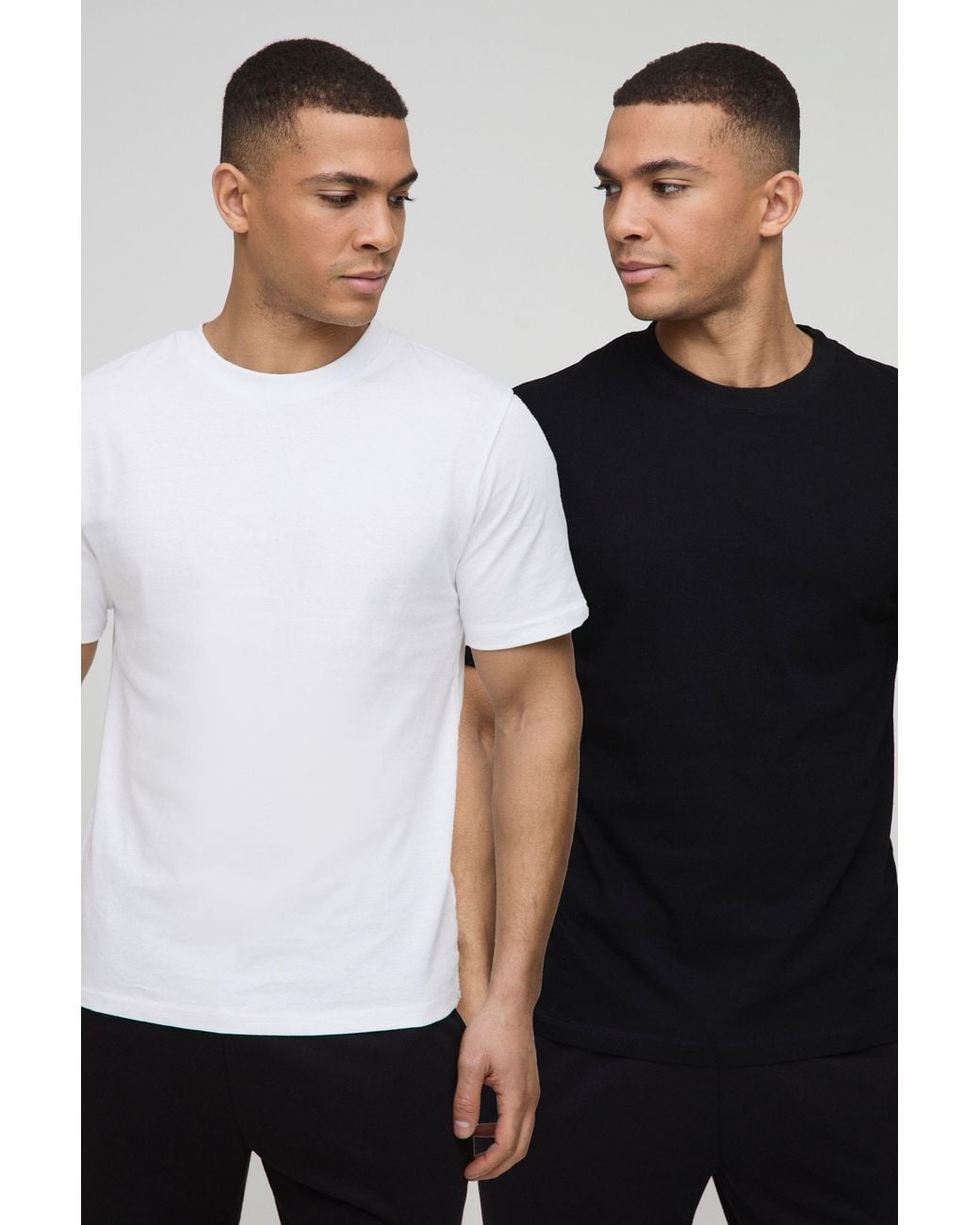 BoohooMAN Black Regular Fit 2 Pack Basic Crew Neck T-shirts for men