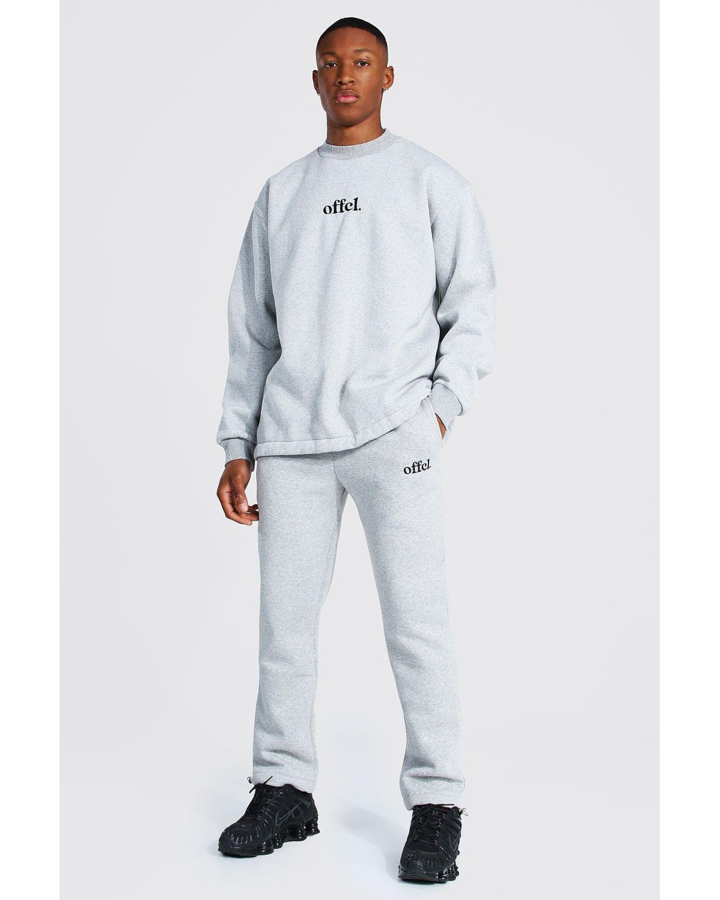 BoohooMAN Cotton Oversized Offcl Extended Neck Toggle Tracksuit in Grey (Gray) for Men - Lyst