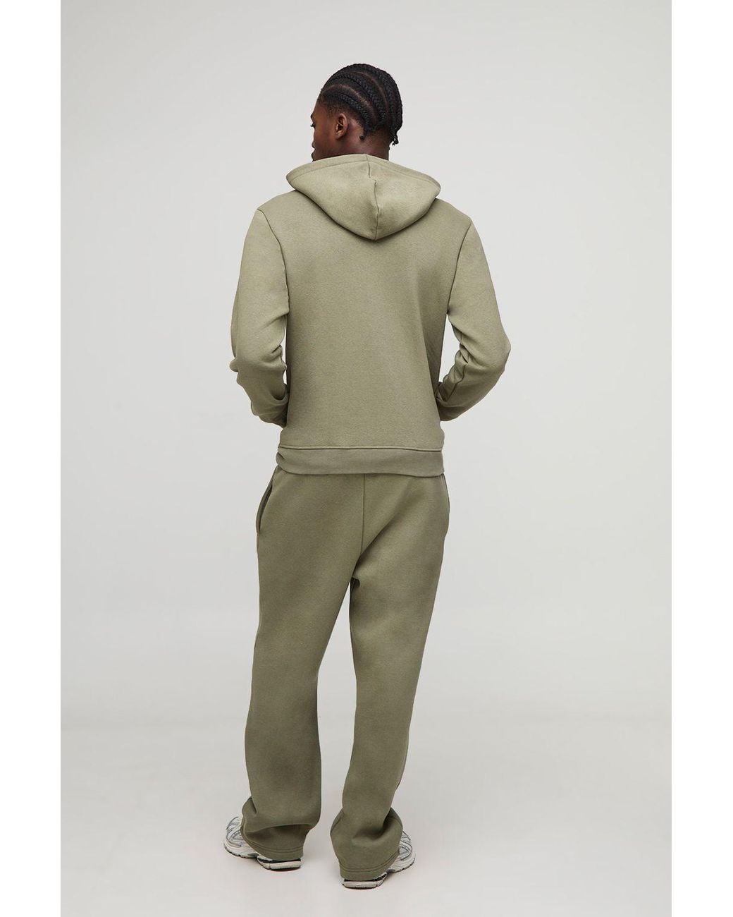 BoohooMAN Green Basic Regular Zip Through Hoodie for men