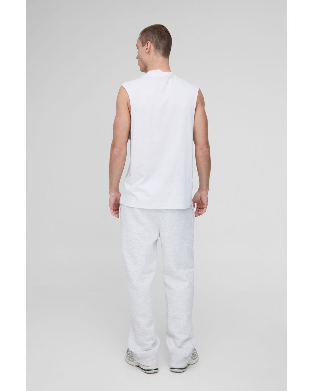 BoohooMAN White Regular Fit Basic Drop Armhole Extended Neck Tank for men