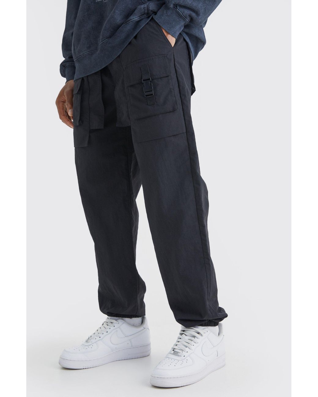 Tall Baggy Fit Crinkle Nylon Cargo Trouser