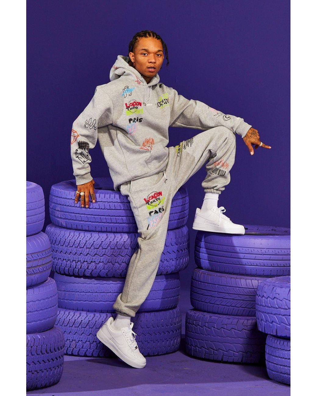 boohooman printed tracksuit
