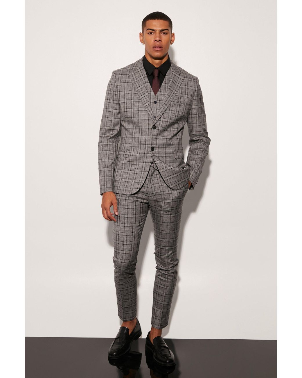 Regular Fit Prince of Wales Check Suit Trousers