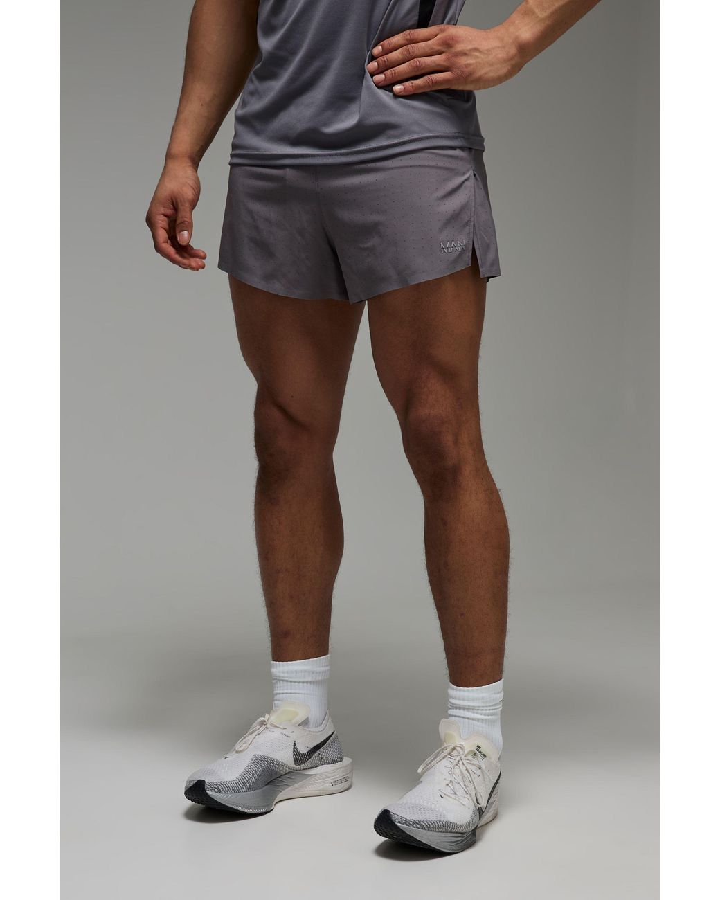 BoohooMAN Gray Active Perforated 3Inch 2 for men
