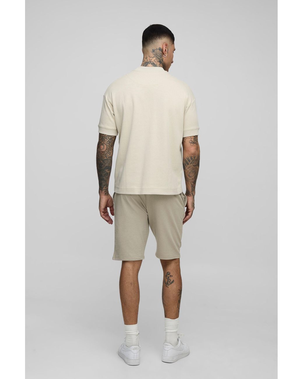 BoohooMAN Natural Tall Lightweight Loopback Regular Fit Basic Shorts for men