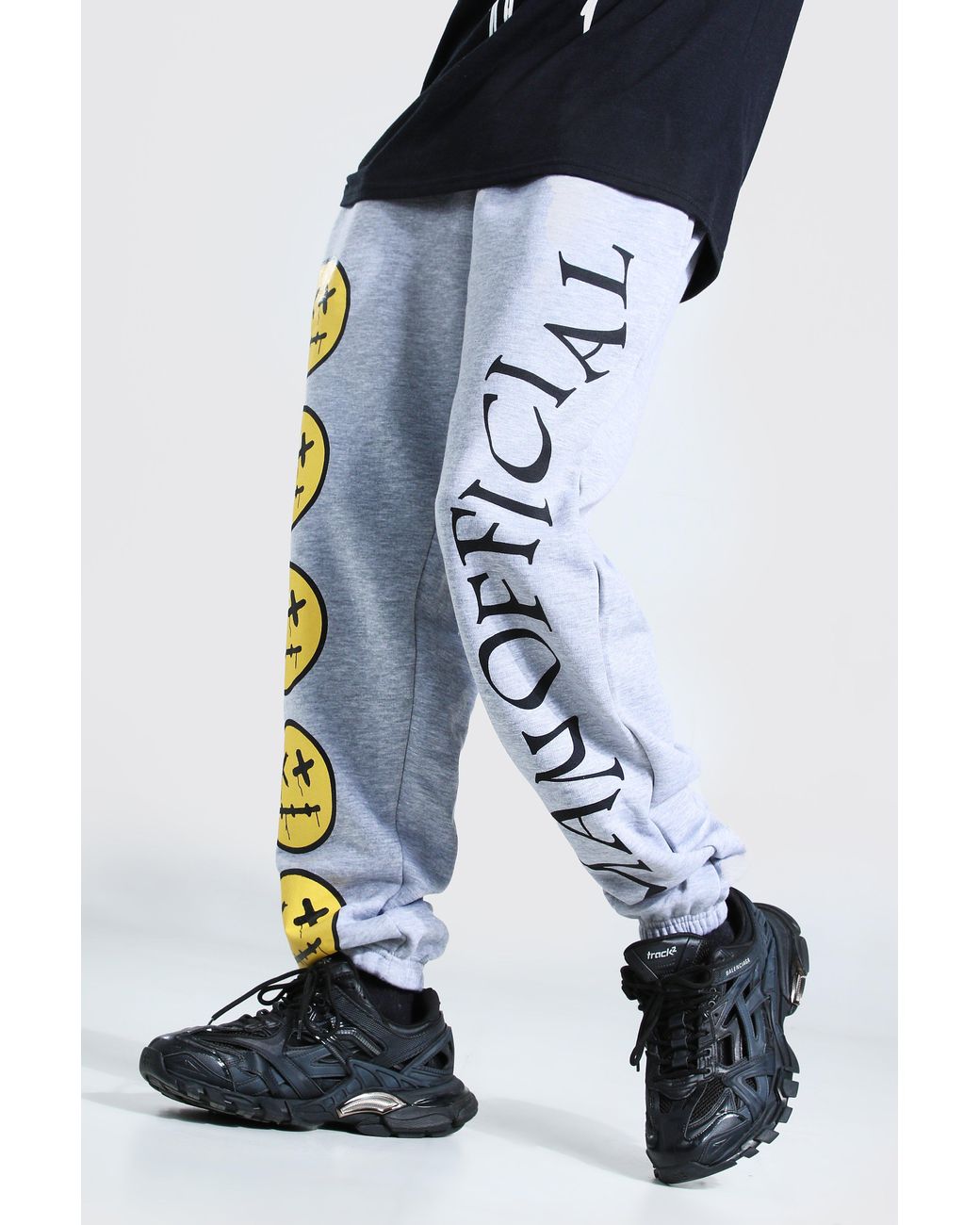 BoohooMAN Loose Fit Man Official Drip Face Joggers in Grey (Gray) for Men - Lyst
