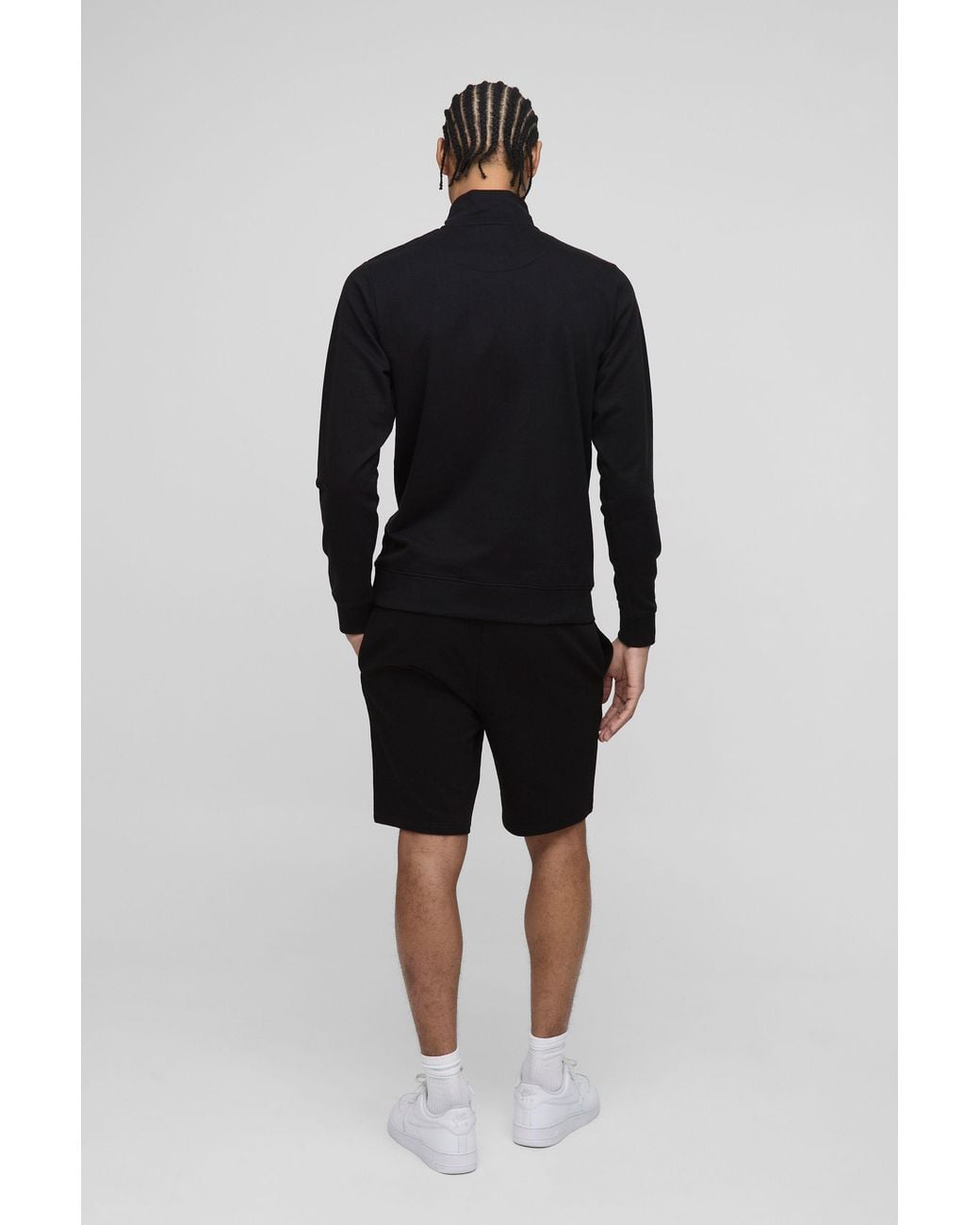 BoohooMAN Black Lightweight Basic Slim Fit Mid Length Shorts for men