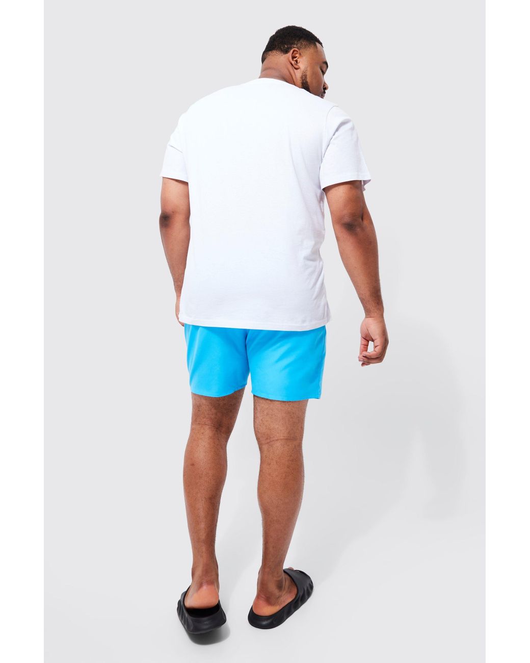BoohooMAN Plus Man Signature Mid Length Swim Shorts in Blue for Men | Lyst