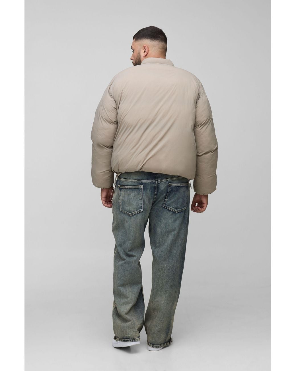 Boohoo Natural Plus Mono Padded Oversized Bomber Jacket