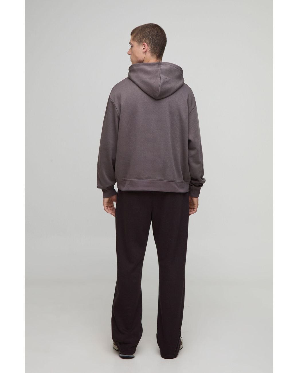 BoohooMAN Gray Basic Oversized Boxy Hoodie for men